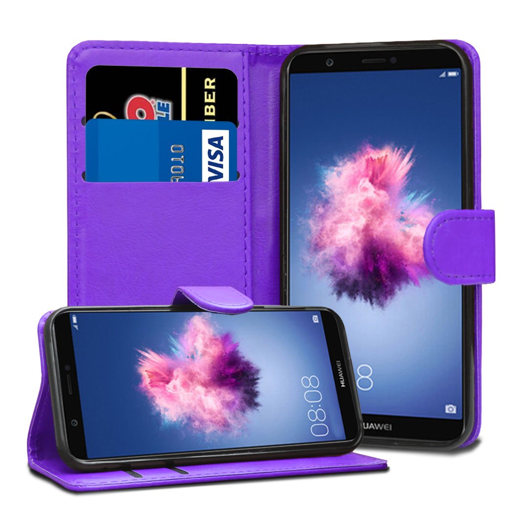 Huawei P Smart 2017 Cases - Premium Purple Wallet Leather Flip Case Cover For Huawei P Smart 2017 [Card Holder] [Magnetic Closure]