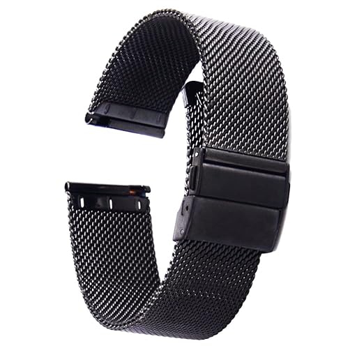 ZHUGE Unisex Mesh Edelstahl Uhrenarmband Doppel-Druckknopf Schnalle Mailänder Metallarmband