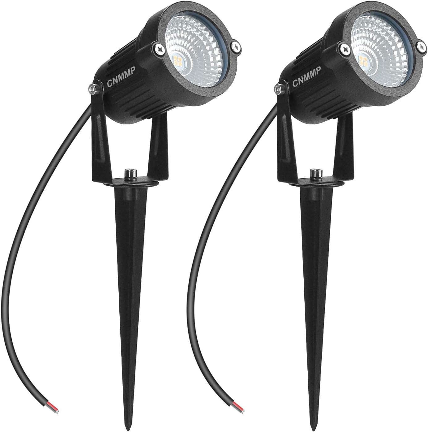 CNMMP 2 Pack 5W LED Landscape Light, 12V 24V Waterprrof Warm White Outdoor Spotlight with Spike Stand Low Voltage Trees Flags LED Pathway Lights for Garden, Driveway, Yard, Lawn, Flood,Fence