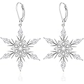 WASEE Snowflake/Christmas Tree Earrings for Women 925 Sterling Silver Leverback Earrings Holiday Winter Jewelry Gifts for Her