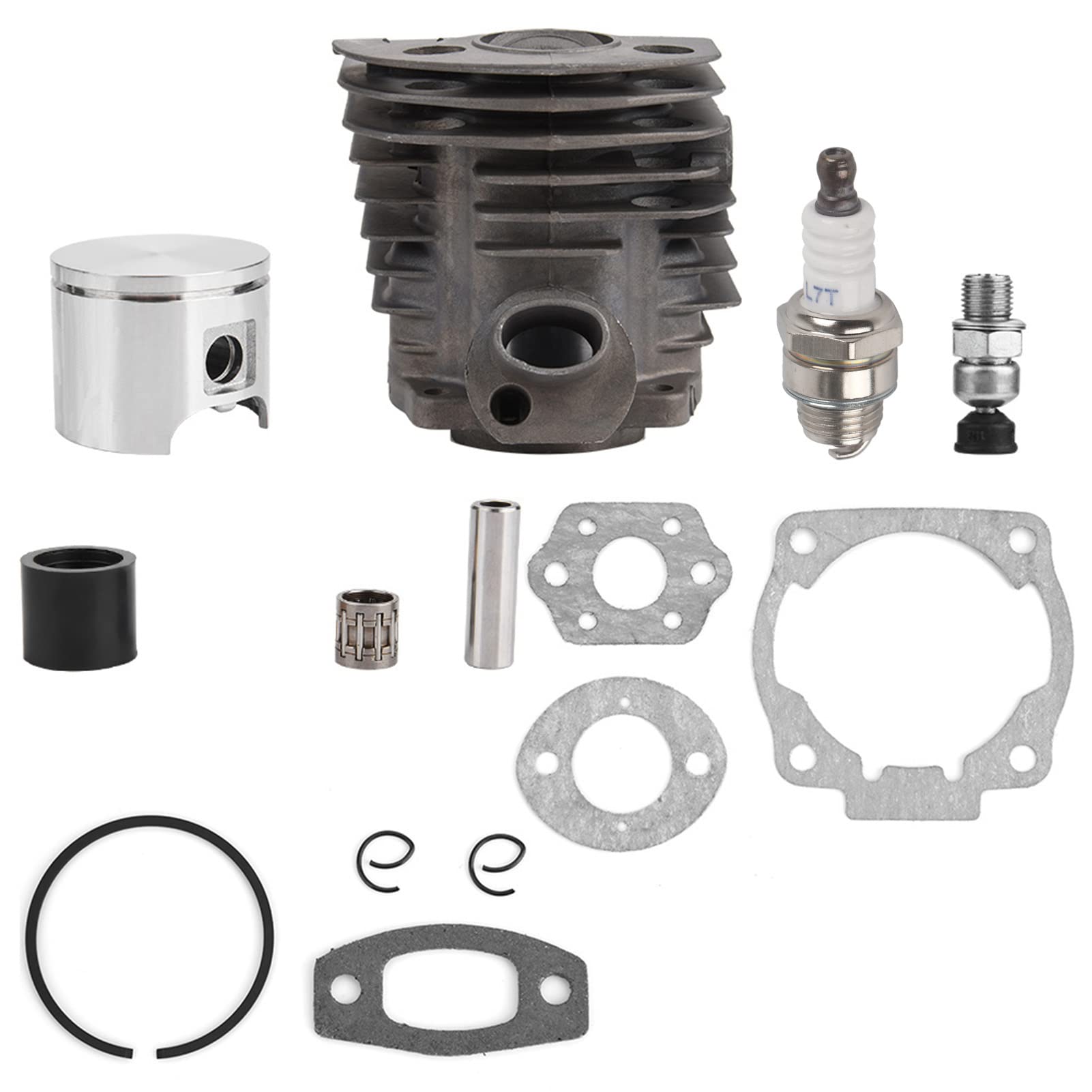 Fdit Cylinder Piston Gasket Kit for 50 51 55 Rancher Nikasil Engine Patio Lawn Garden Outdoor Generators Chainsaw Replacement Parts Engine（46mm）