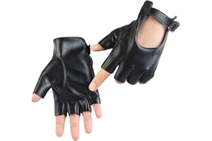Long Keeper Women's Fingerless Half Finger PU Leather Motorcycle Cycling Driving Unlined Gloves