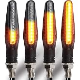 BlyilyB Motorcycle Blinkers Indicator Turn Signal Amber Flowing Sequential Universal Lamp (Pack of 4)