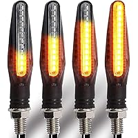 BlyilyB Motorcycle Blinkers Indicator Turn Signal Amber Flowing Sequential Universal Lamp (Pack of 4)
