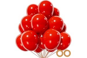 KUULBELA Red Balloon 110pcs, Red Latex Balloons12 inch for Birthday Valentine's Day Wedding(with 2 Ribbons).