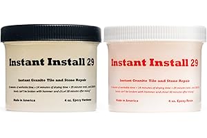 EPOX-SCI Instant Install 29 – 8 Ounce Epoxy Permanent Repair Kit – Granite, Marble, Porcelain, Quartz, & Tile – Chips/Cracks – Re-Bonds/Rebuilds Missing Pieces – Dry in 29 Minutes – Tint-Able with EZ-Tint