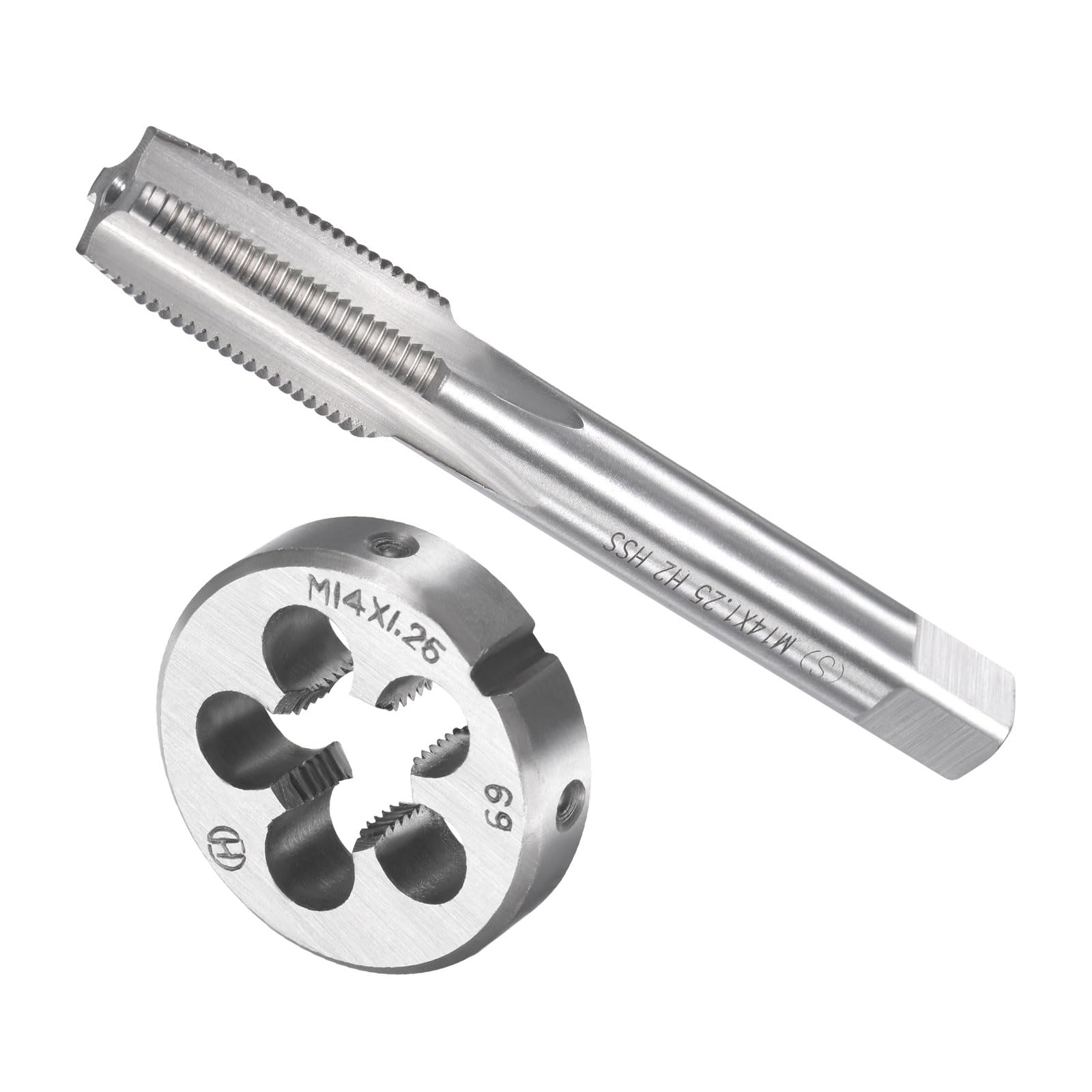 CoCud Tap and Die Set, M14 x 1.25 Thread, Metric High-Speed Steel Machine Screw Tap & Round Die Tool Kit - (Applications: for Threading Tapping Repairing), 1-Set