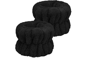 B BIBYKIVN Face Washing Wristbands-Absorbent Wristband for Washing Face Microfiber Wrist Wash Band Towel, Makeup Skincare Prevent Liquids Spilling Down Arm (Black)
