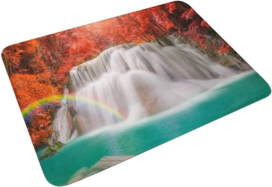 CUXWEOT Indoor Outdoor Doormat Non-Slip Backing Ultra Absorbent Mud Wonderful Waterfall Rainbow Door Mat Home Office Decorative Entry Rug Garden Kitchen Mats 23.6 x15.7 Inch : Garden & Outdoor