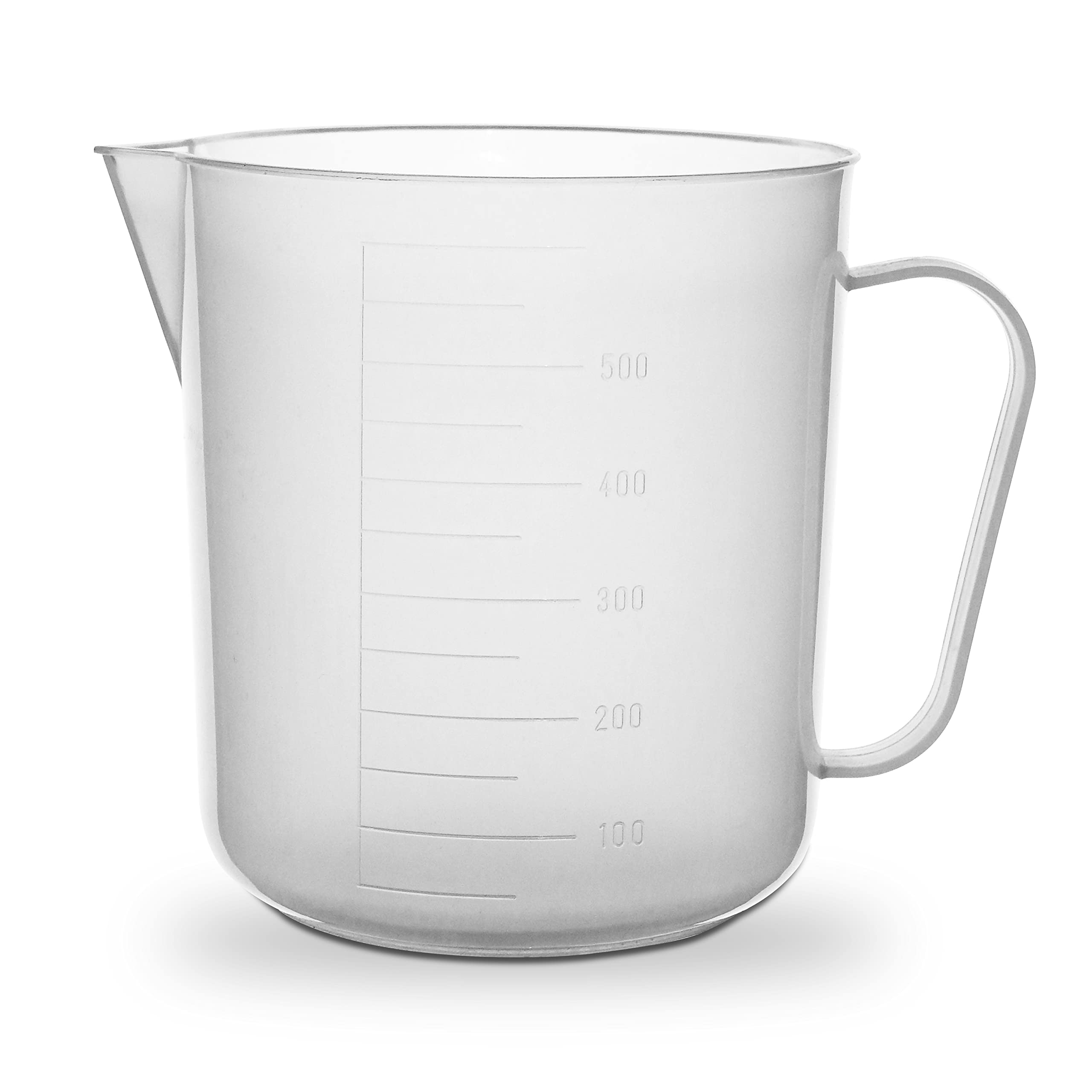 RE-GEN 500ml Clear Plastic Graduated Container Beaker Measuring Jug – Ideal for Home, Kitchen, DIY, Laboratory, DIY, Arts & Crafts