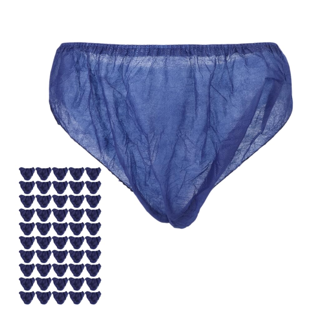 Sonew 50pcs Navy Blue Disposable Underwear, Breathable Travel Disposable Underwear for Man & Woman for SPA, Waxing, Tanning, Postpartum