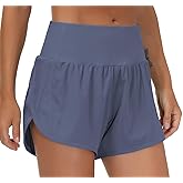 THE GYM PEOPLE Womens High Waisted Running Shorts Quick Dry Athletic Workout Shorts with Mesh Liner Zipper Pockets