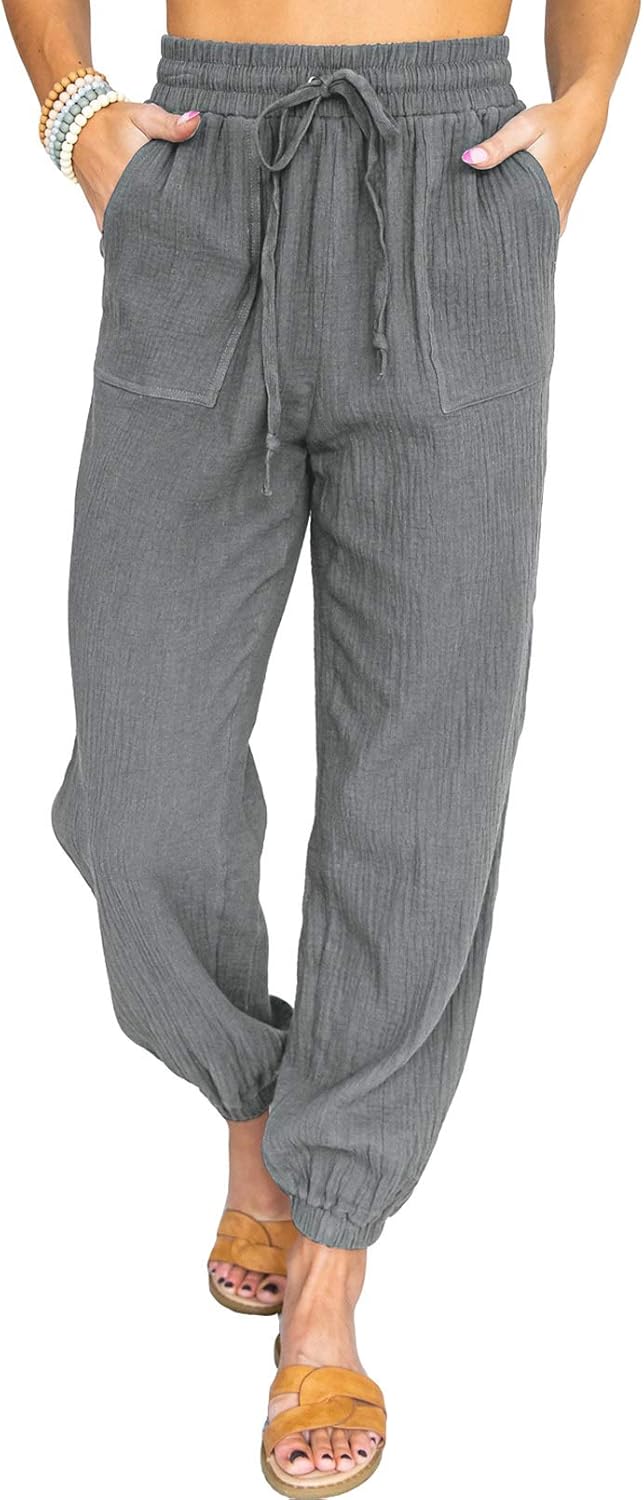 Asvivid Womens Fashion Casual Long Casual Tribal Pants Pocketed Drawstring Elastic Waist Pant: Clothing