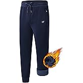 QPNGRP Men's Winter Fleece Lined Stretch Sweat Pants Zipper Pocket