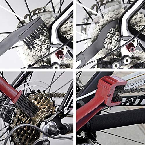 BOBILIFE Bicycle & Motorcycle Chain Cleaner Tool - Maintenance Kit -Gear Chain Cleaner, 4 Tools (Red with Scrubber) - Thumbnail 2