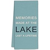 FIicy Blue Lake Lovers Gifts Kitchen Dish Towels, Memories Made at The Lake Decorative Hand Bathroom Kitchen Decor (16x24 Inch)
