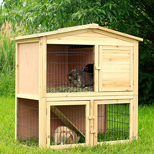dibea Conejera de madera caseta exterior para mascotas pequeñas