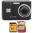 Kodak PIXPRO FZ45 Digital Camera (Black) Bundle with 32GB Class 10 UHS-I U1 SDHC Memory Card and AA High-Performance Alkaline Batteries (4-Pack) (3 Items)