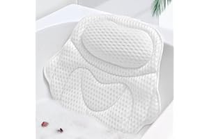 TIANFU Bath Pillow Bathtub Pillow, Luxury Bath Pillows for Tub Neck and Back Support, Tub Pillow for Bathtub Headrest with Laundry Bag. Bath Accessories for Women Relaxing Spa Gifts. White Bath Tub Pillow.