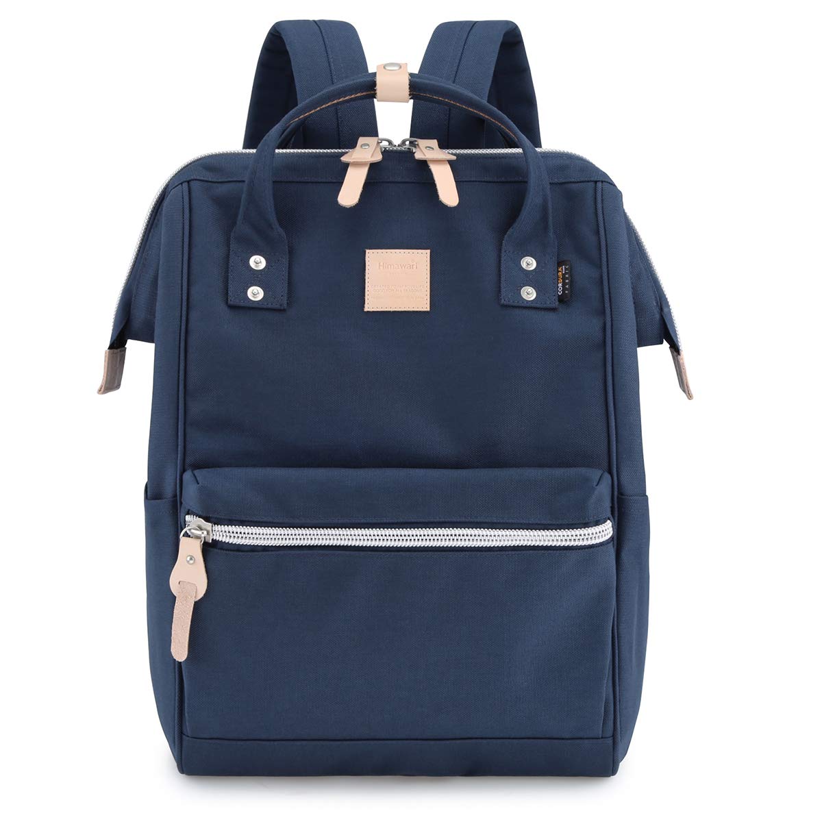 Himawari Travel Backpack Large Diaper Bag School Multi-Function Backpack for Women&Men 17.7"x11.8"x7.9" (Navy Blue&Plus)