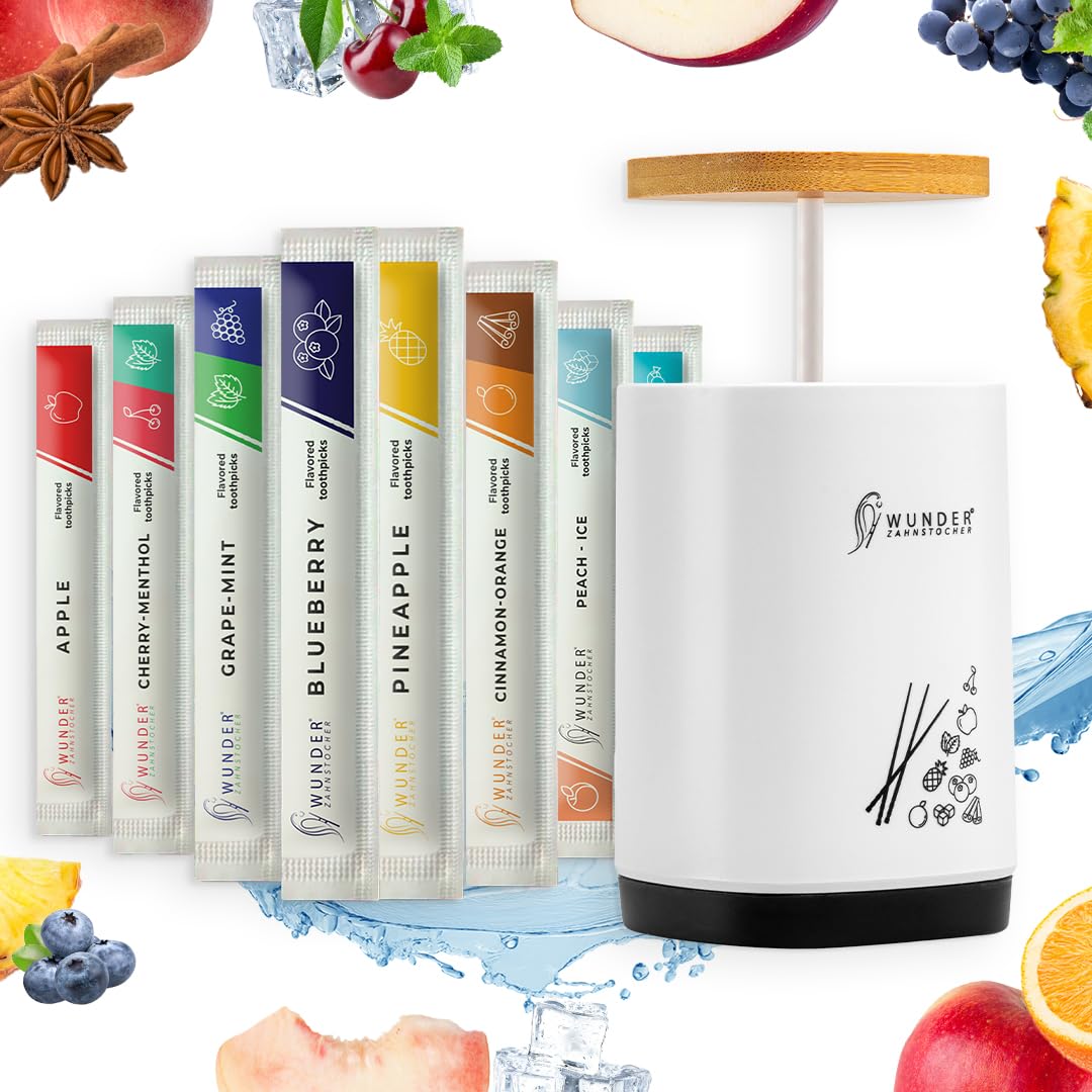 Wunder Toothpicks – Flavoured Toothpicks Trial Pack 80 pcs with Dispenser, Fresh Breath, Aromatic, Sugar-Free & Vegan, Portable Oral Care, Gum Alternative