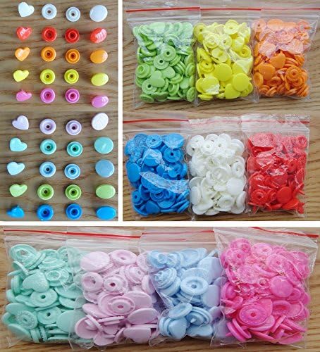 KAM snaps 150 Sets mix colors T5 Plastic heart-shaded Snap Fasteners Buttons