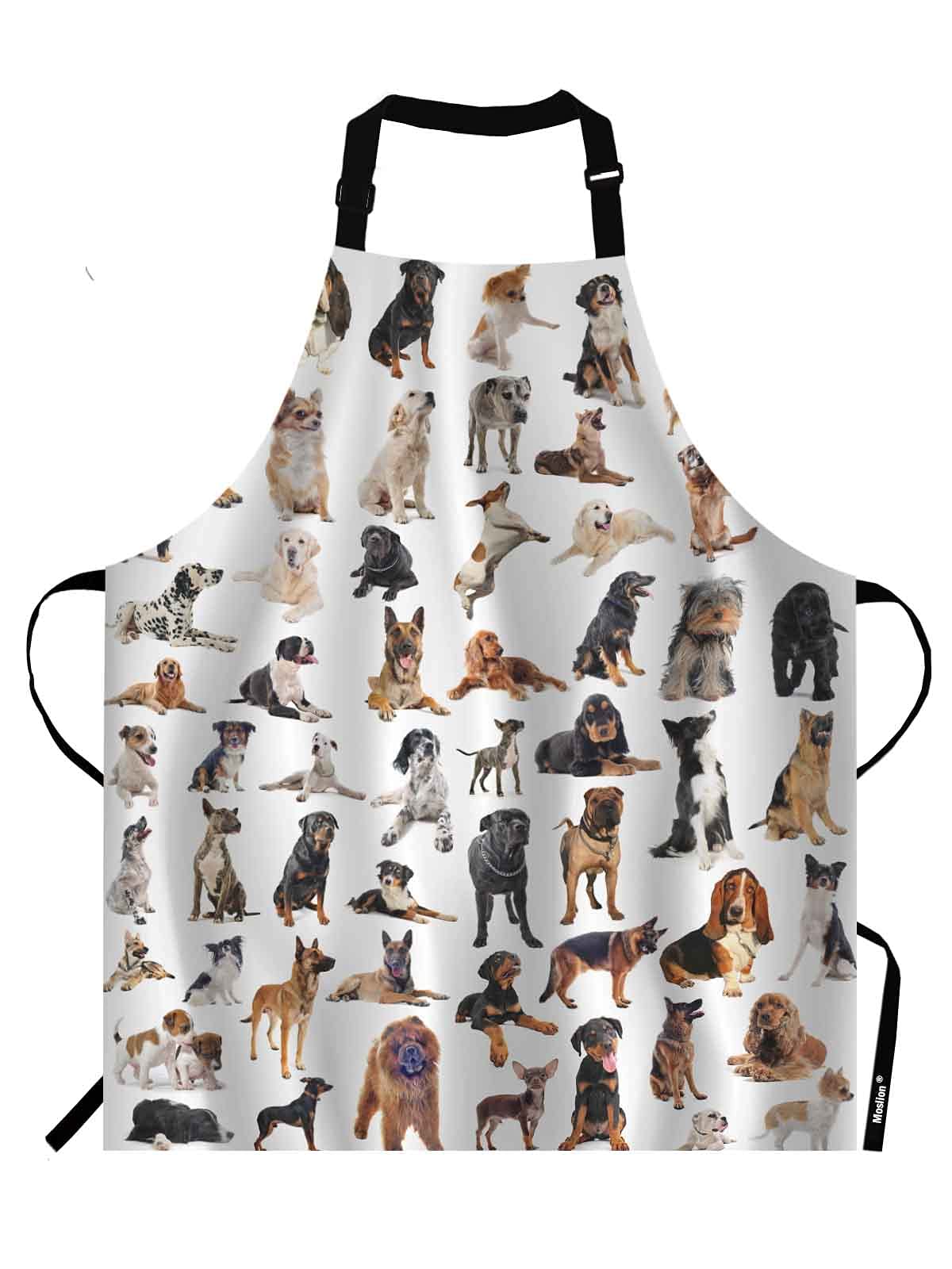 Moslion Aristocratic Dog Apron,Different Type of Cute Dogs White Background Apron,Adjustable Neck Bib for Men Women,Suitable for Kitchen Cooking Waitress Chef