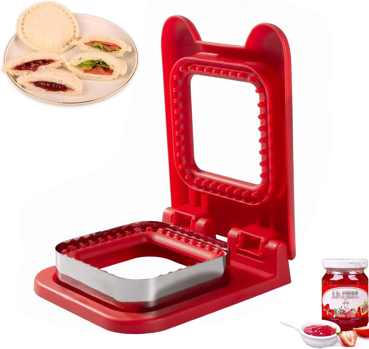 Photo 1 of ***DAMAGED***CHICHAUS Sandwich Cutter and Sealer, Square Pocket Sandwiches Cutter Uncrustables Maker, Sandwich Cutters for kids love lunchables (Red)