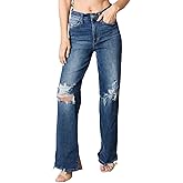Judy Blue Women's High-Rise 90's Straight Leg Ripped Jeans