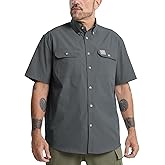 Kecols Mens Regular Fit Work Utility Shirt Midweight with Two Chest Pockets Wrinkle-Resistant Industrial Work Wear