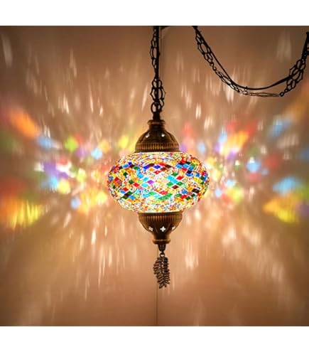 DEMMEX Plug-in Turkish Moroccan Mosaic Hanging Pendant Ceiling