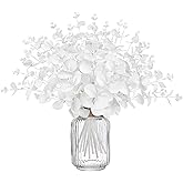 Yen Jean 14PCS White Eucalyptus Artificial Faux Flowers for Decoration - Fake Silk Stems in Vase Christmas Holiday Winter Wedding Home Decor