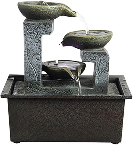 Amazon Com Small Indoor Water Fountain Zen Tabletop Water Fountains Water Feature Fountains Creative Craft Office Home Decoration Gray 9 3inch Home Kitchen