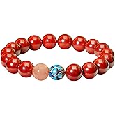CNYTPE Feng Shui Cinnabar Bracelet for Women – Lotus-Inspired Mystical Oriental Design, Red Jade Beads Handmade with Enamel Decor, Good Luck & Protection Jewelry for Healing Meditation