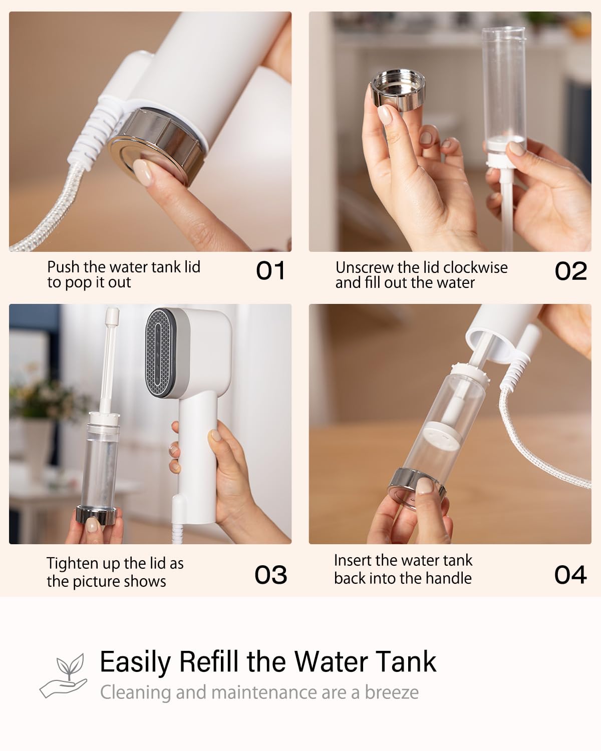 VASSON Steamer for Clothes, Handheld Clothes Steamer, 1000W Portable Fabric Steamer, 15-Second Ultra-Fast Heat Up, Ceramic Heating Steam, for Home Use and Travel