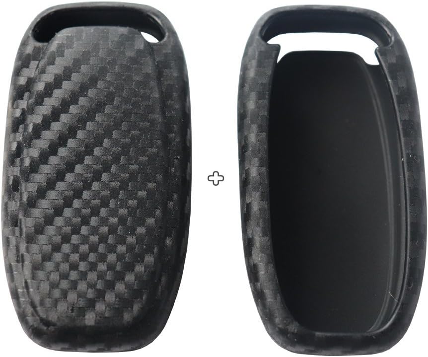 2Pack Silicone carbon fiber pattern car key case cover keychain for smart audi A1 A3 A4 A6 A5 S5 A7 S6 A8L S7 S8 Q3 Q5 SQ5 Q7 Q6 TT TTS R8 R18 accessories fob shell key bag