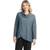 Jess & Jane Women's Curve Cowl Neck Button Wrap Top - FT1
