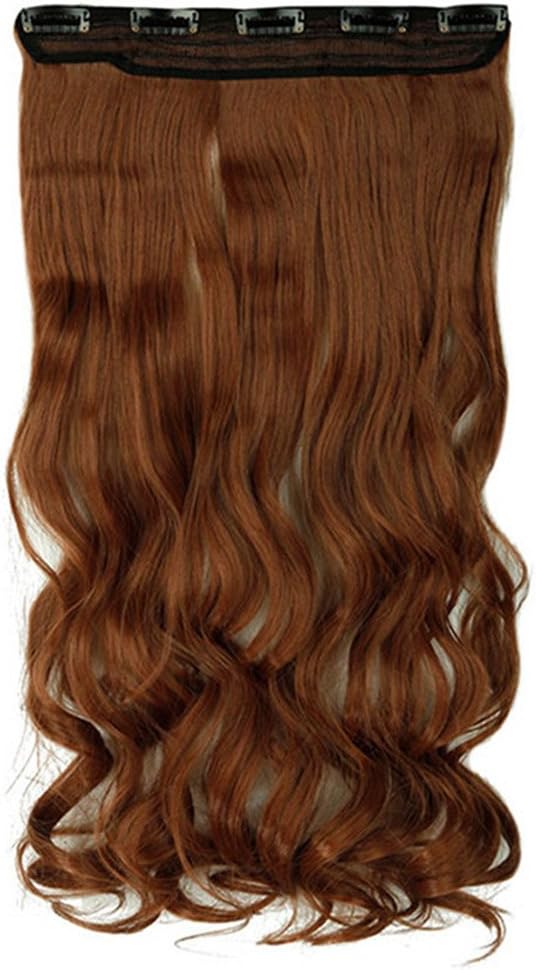 27" One Piece Clip In Hair Extensions Curly Hairpieces Wavy 5 Clips - Light Auburn(68cm-130g), 27 Inch - Image 3