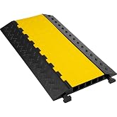 VEVOR 5 Channel Rubber Cable Protector Ramp Heavy Duty Wire Cord Cover | 18000Lbs Load Capacity for Driveway, Modular Interlocking Connection, Cable Traffic Speed Bump, with Flip-Open Top Cover