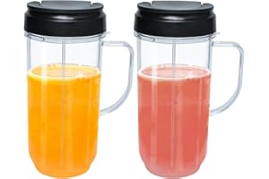 22oz Cups Compatible with Magic Bullet Blender, Tall 22oz Cup w/Flip Top to-Go Lid Replacement Parts Compatible with Magic Bu