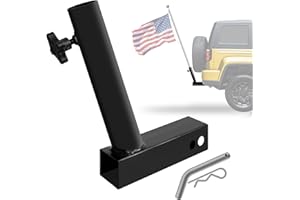 LOCKIETTA Hitch Mount Flagpole Holder, Heavy Duty Angled Flag Pole Holder Univesal Fit for Standard 2 inch Trailer Hitch, Compatible with Jeep Truck SUV RV Pickup Camper Trailer with Anti-Wobble Screw