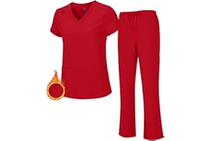 M&M SCRUBS Women's Breathable Cool Stretch Fabric Scrub Top and cargo Pant Set