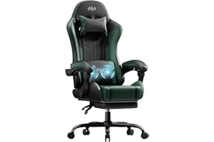 HLDIRECT Gaming Chair, Video Game Chair with Pocket Spring Cushion, Ergonomic Computer Chair for Adults with Headrest and Mas