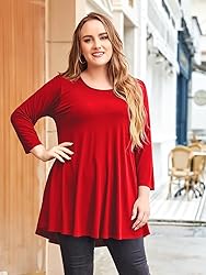 LARACE 3/4 Sleeve Shirts for Women Plus Size Tunic