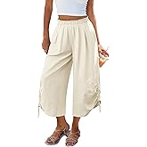 LOOKBOHO Women's Capri Wide Leg Pants Summer Beach 2-in-1 Cropped/Ankle Length High Waist Palazzo Flowy Slacks Culottes
