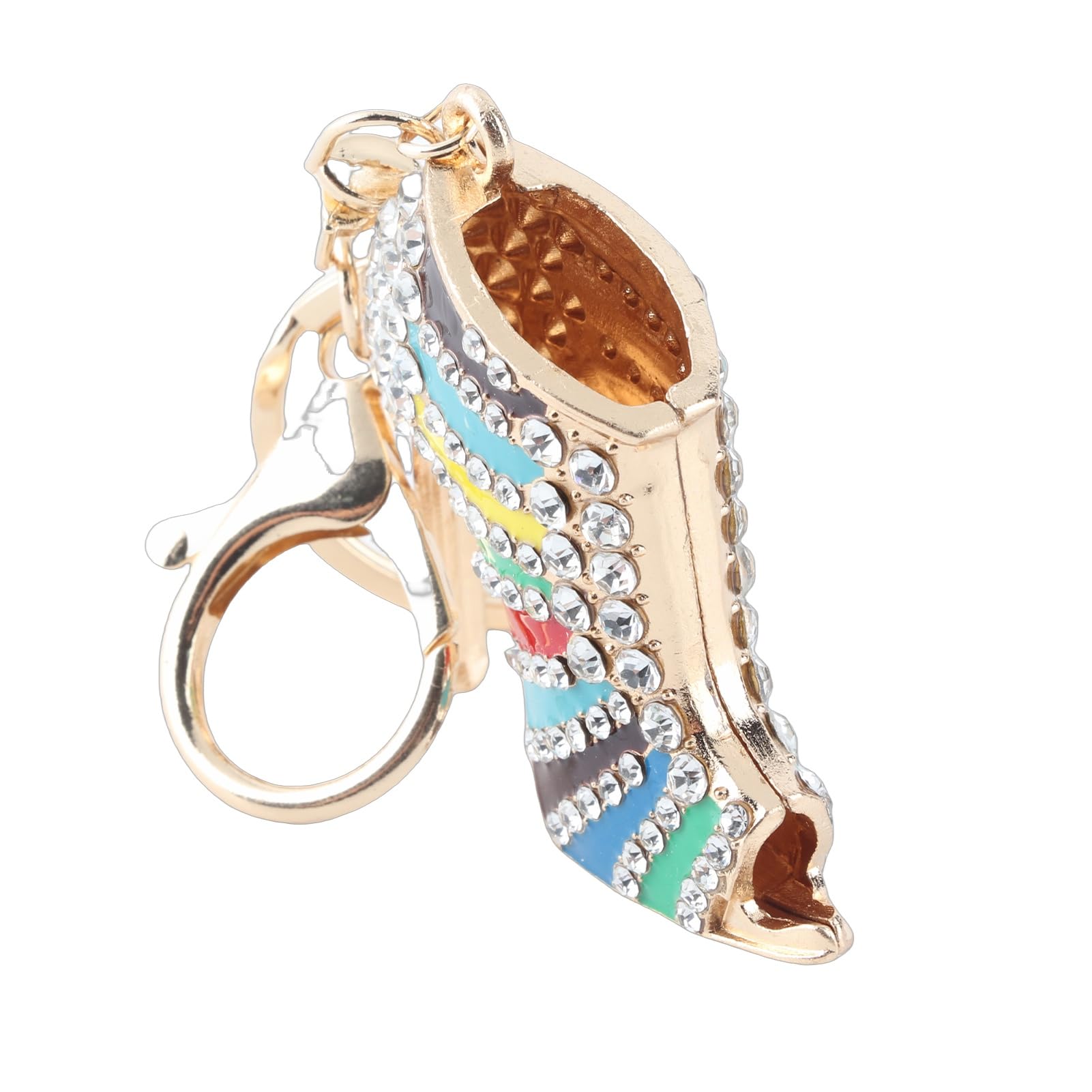Fdit Rhinestone Crystal Keyring Charm Pendant Purse Key Ring Keychain Multi-color Unique Shape Woman Girls Lady