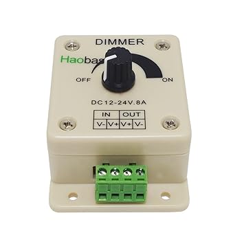 Haobase Dimmschalter, DC 12 – 24 V, 8 A, für LED-Birne, verstellbare Helligkeit