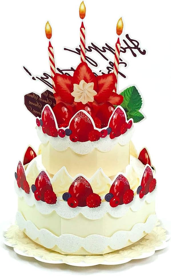 Amazon バースデーカード バースデーケーキポップアップ すとろべりー Hc Apj 飛び出す誕生日カード Birthday Card グリーティングカード お誕生お祝い 立体カード メール便可 Zr グリーティングカード 文房具 オフィス用品