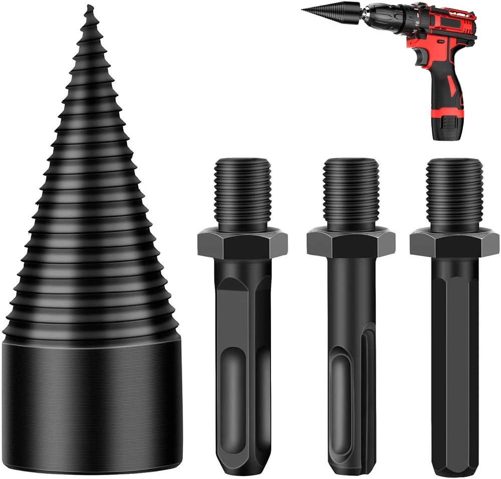 PuzFun Wood Splitter Drill Bit 3 pcs, Firewood Drill Bit
