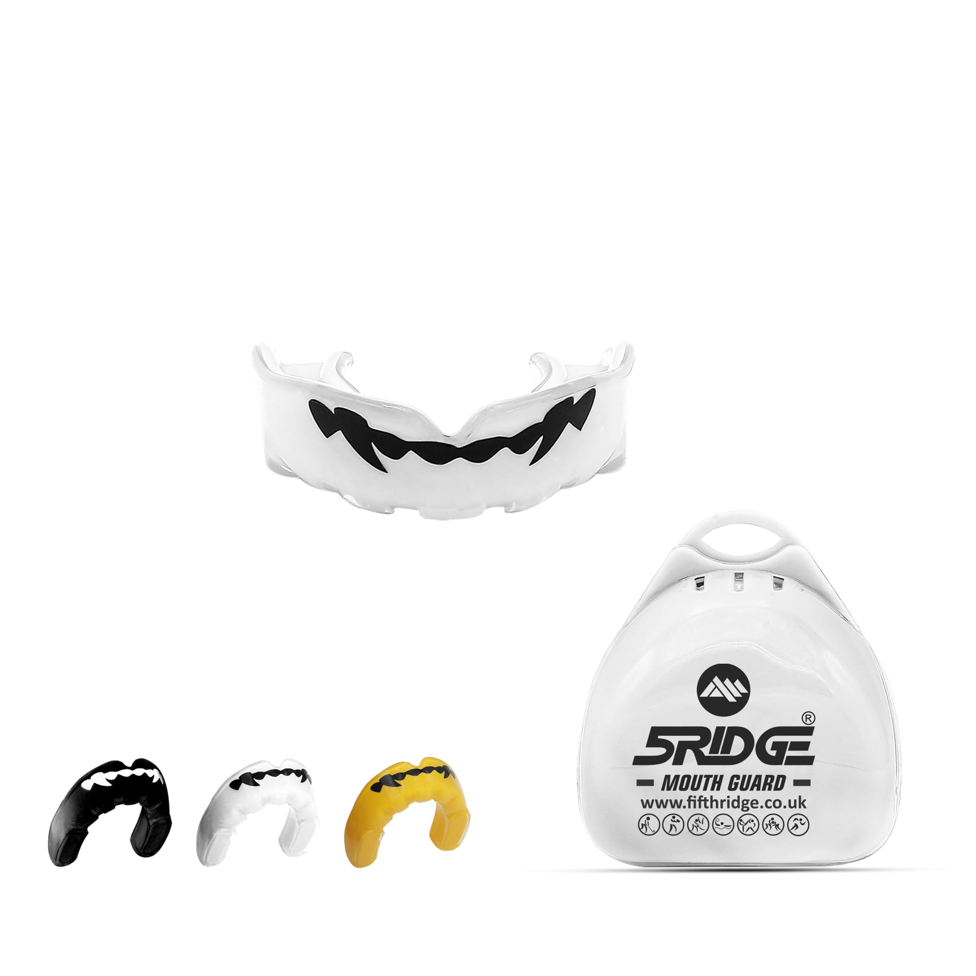 Mouthguard Slim Fit, Junior Gum Shield with Case for Youth Adult for School Combat Sports, MMA, Rugby, Judo, Karate, Hockey, Soccer, MMA Boxing, Martial Arts, Basketball (White, Adult)